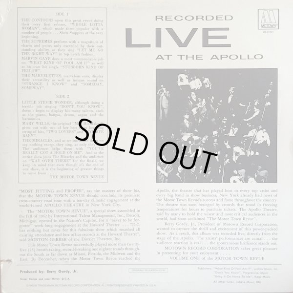 画像2: RECORDED LIVE AT THE APOLLO VOL.1