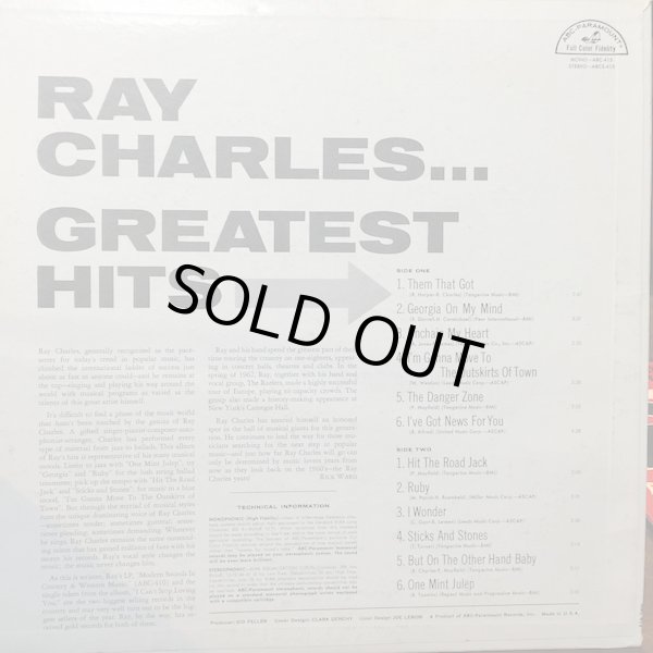 画像2: RAY CHARLES / GREATEST HITS