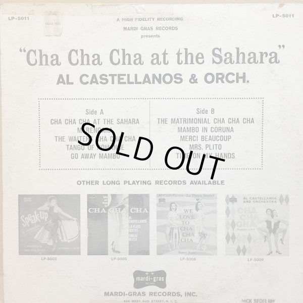 画像2: AL CASTELLANOS And His Orchestra / CHA CHA CHA AT THE SAHARA