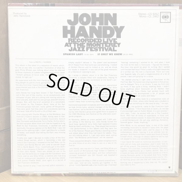 画像2: JOHN HANDY / RECORDED LIVE AT THE MONTEREY JAZZ FESTIVAL