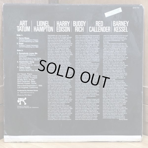 画像2: ART TATUM, LIONEL HAMPTON, HARRY EDISON, BUDDY RICH, RED CALLENDER, BARNEY KESELL, / THE TATUM GROUP MASTERPIECES