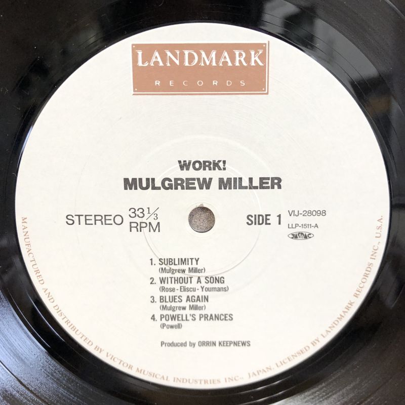 画像3: MULGREW MILLER マルグリュー・ミラー / WORK!  ワーク!