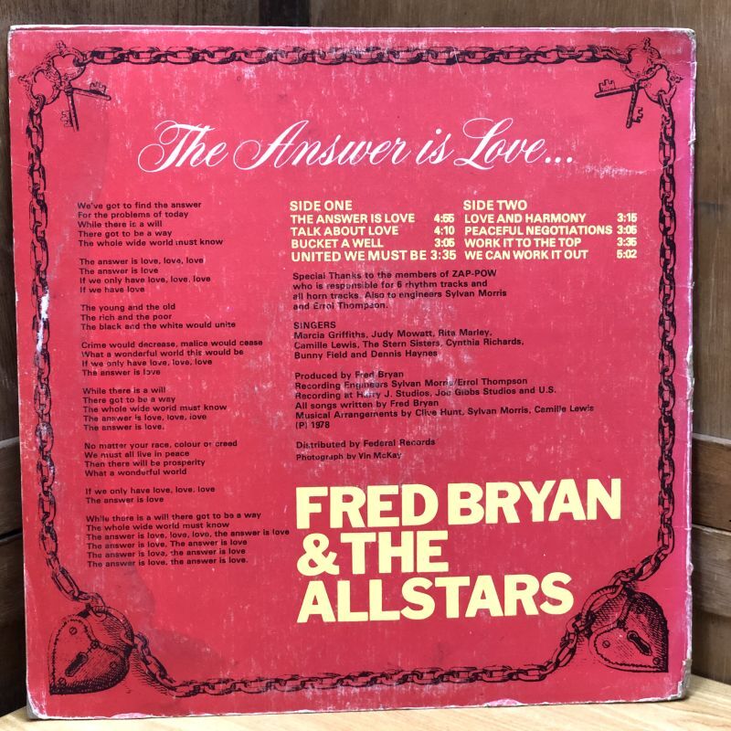 画像2: FRED BRYAN & THE ALLSTARS / The Answer is Love...