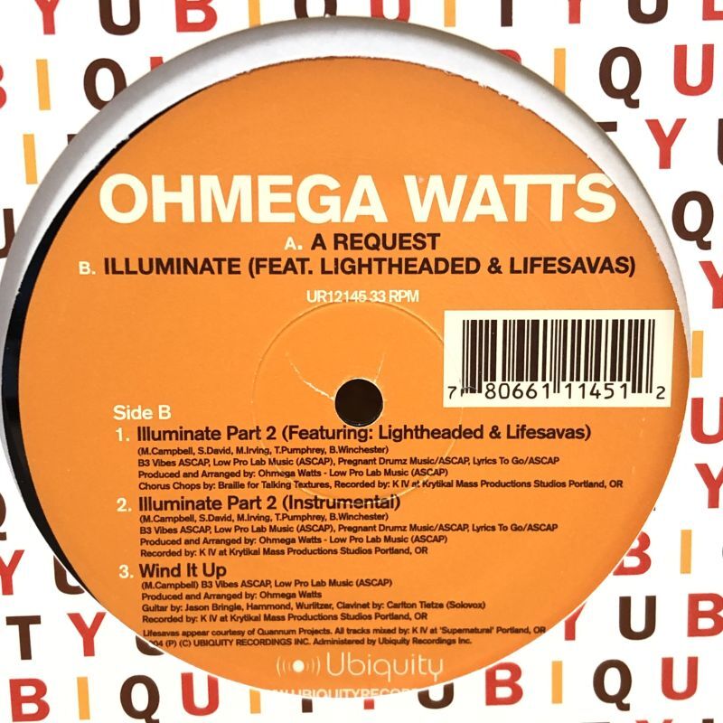 画像3:  OHMEGA WATTS / A REQUEST b/w ILLUMINATE 12" E.P.