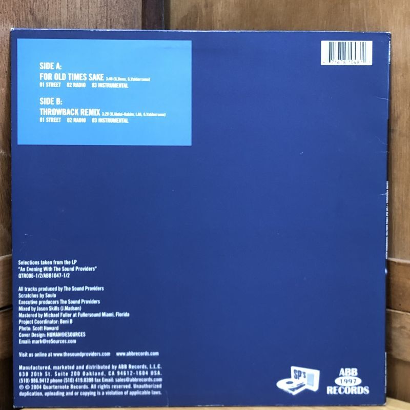 画像2: SOUND PROVIDERS / FOR OLD TIMES SAKE b/w THE THROWBACK REMIX  12" E.P.