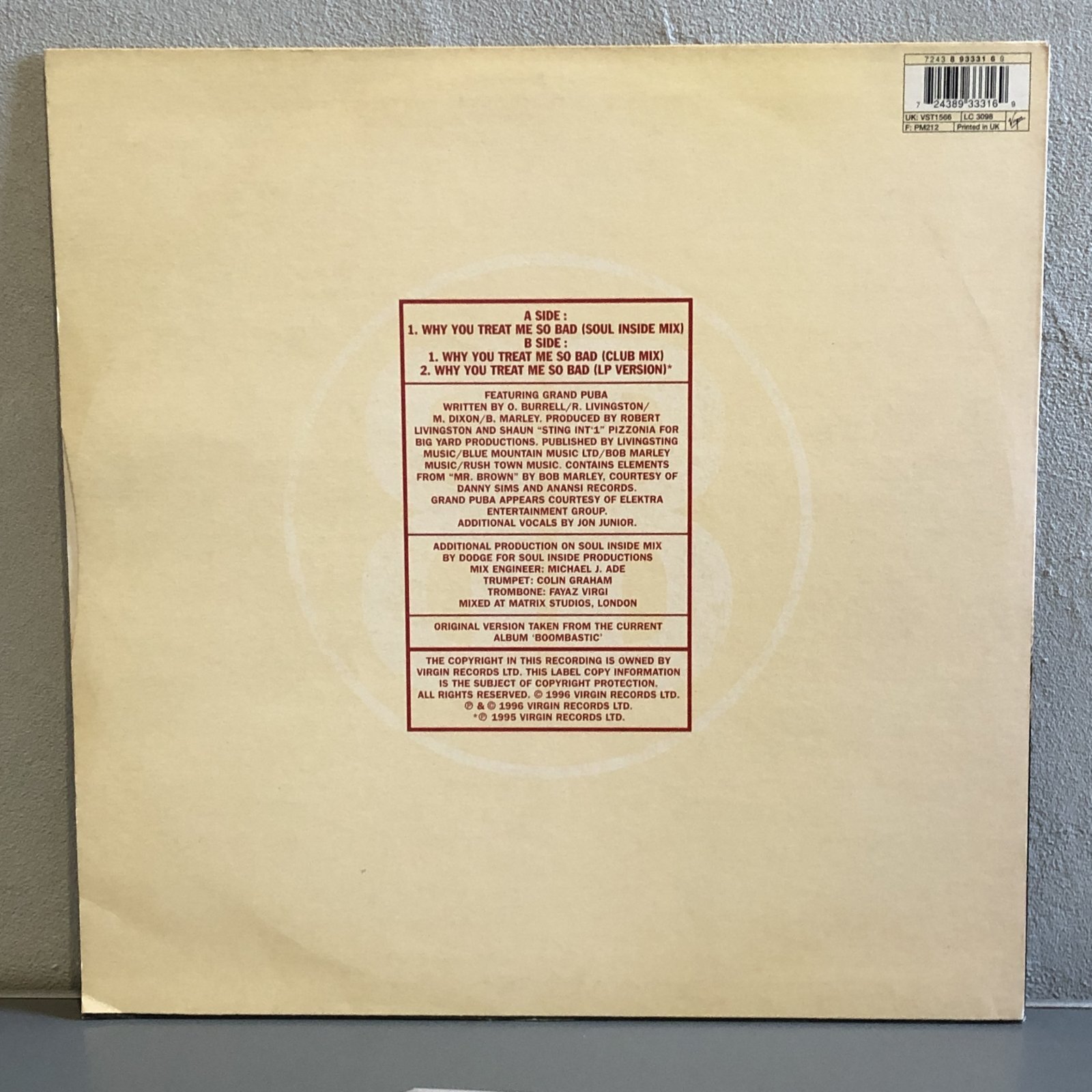 画像2:  SHAGGY FEATURING GRAND PUBA / WHY YOU TREAT ME SO BAD 12" E.P.