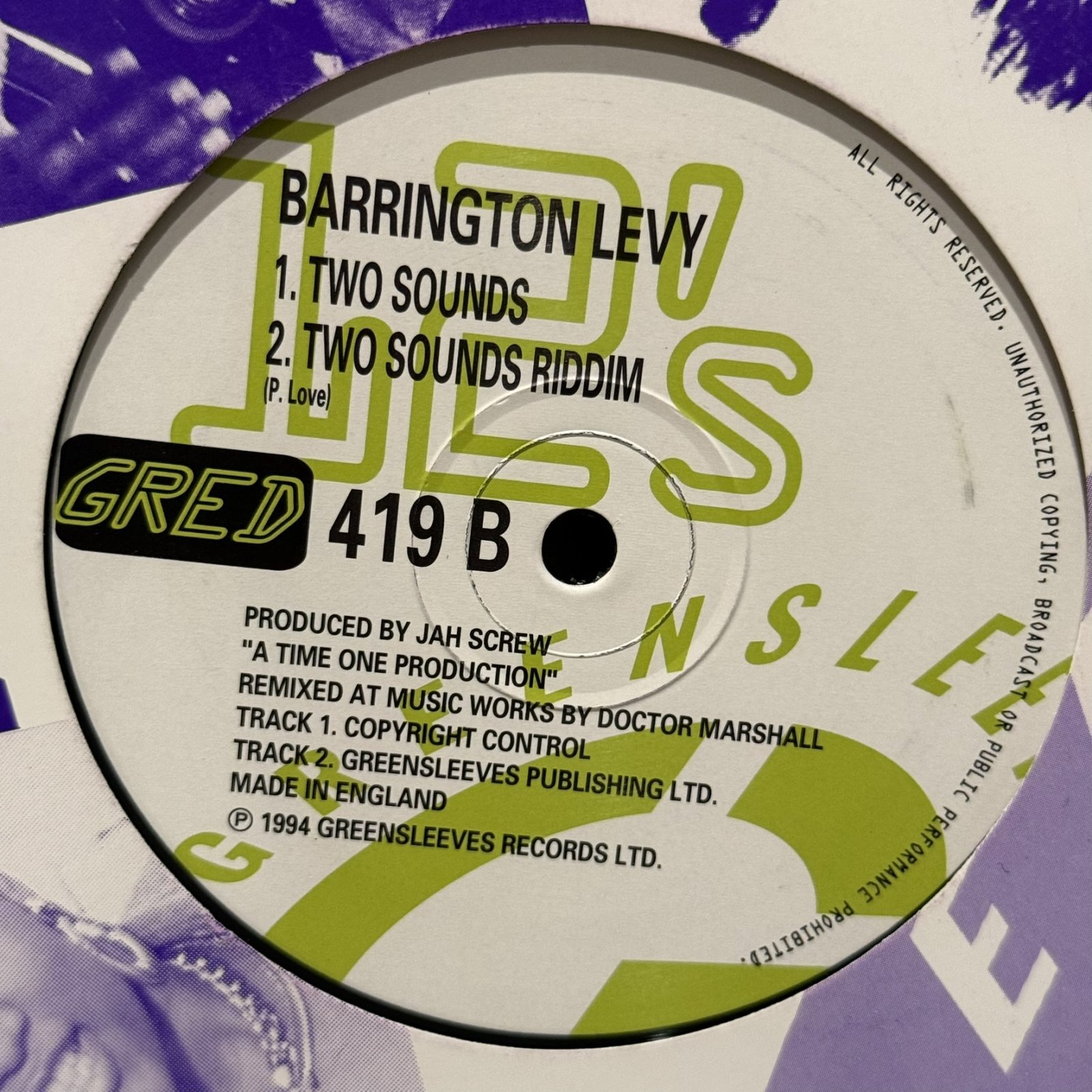 画像2: BARRINGTON LEVY & BEENIE MAN / TWO SOUNDS 12" E.P. 