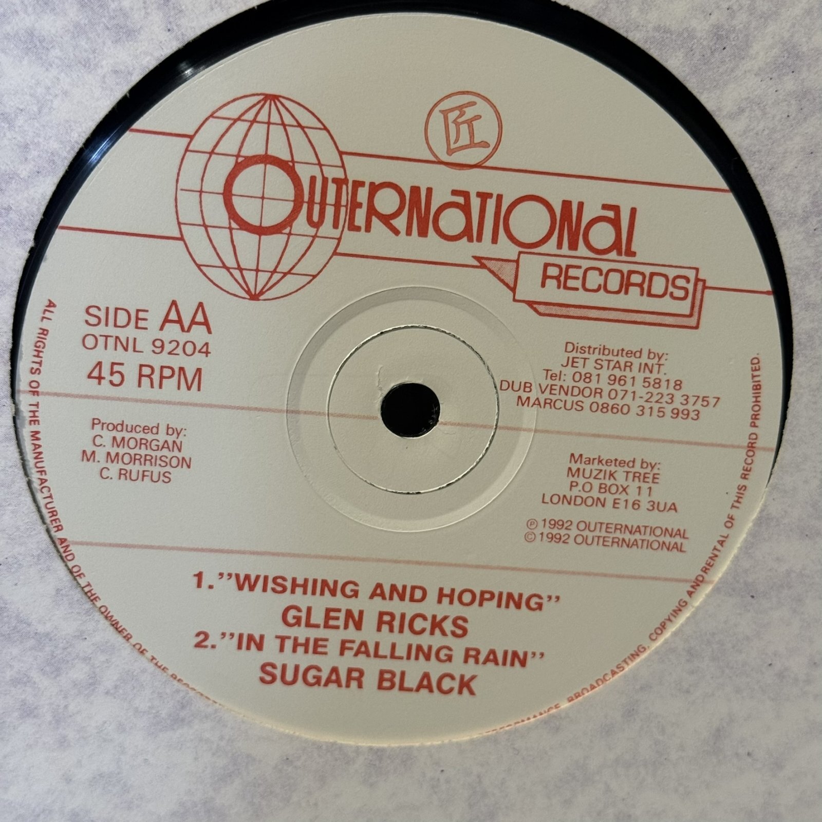 画像2: SHAKA SHAMBA / GOD CALL YOU - GLEN RICKS / WISHING AND HOPING - SUGAR BLACK / IN THE FALLING RAIN  12" E.P. 