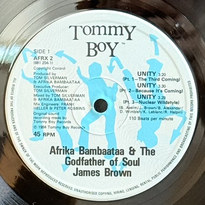画像3: アフリカ・バンバータ & ジェームス・ブラウン ~ Afrika Bambaataa & James Brown / ユニティ ~ Unity (12インチ)