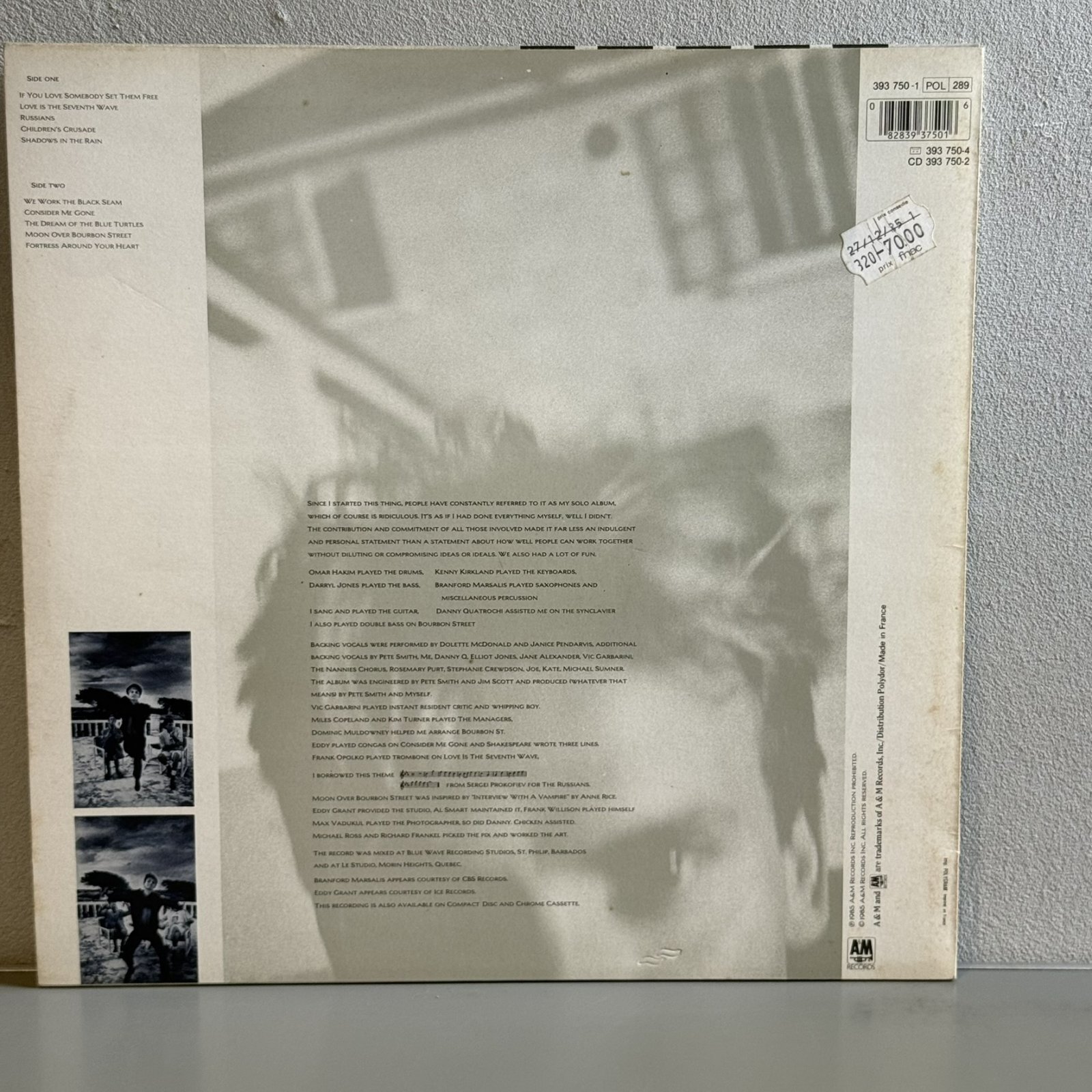 画像2: スティング ~ Sting / ブルー・タートルの夢 ~ The Dream Of The Blue Turtles (LP)